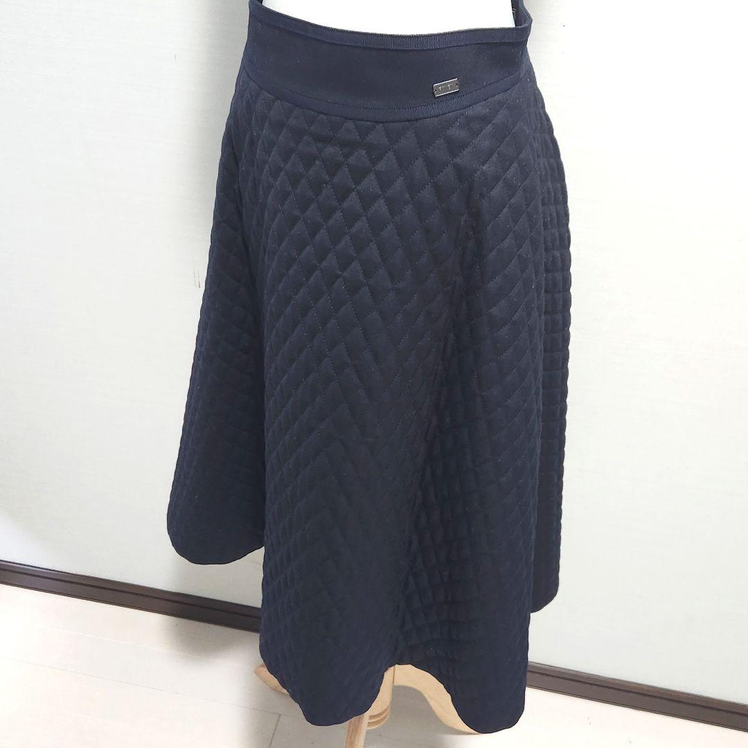 FOXEY キルティング スカート クロスフレア ブラック サイズ40