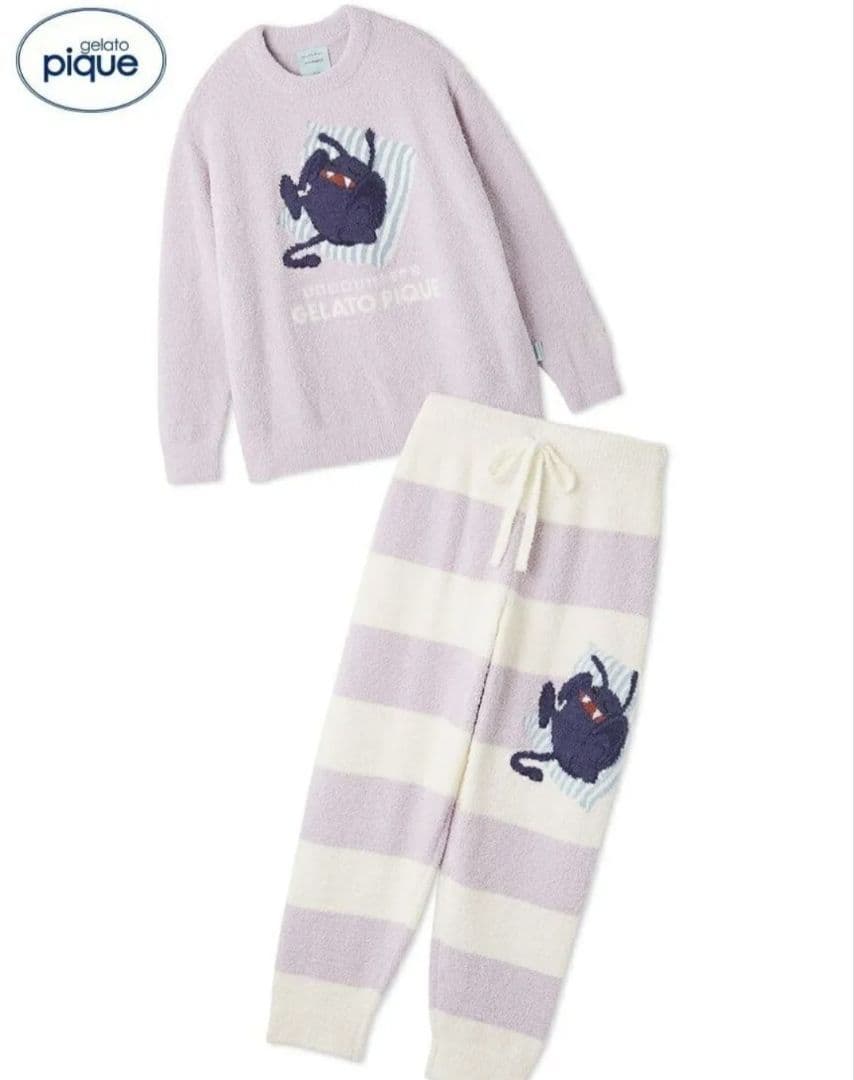 ジェラピケ　ドラゴンクエスト　ベビモコプルオーバー&ボーダーロングパンツセット