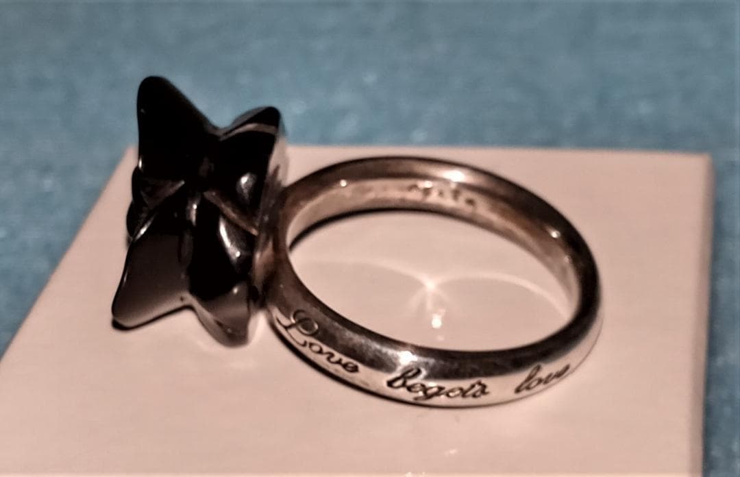 アーリー　agate アガット オニキスの薔薇リング