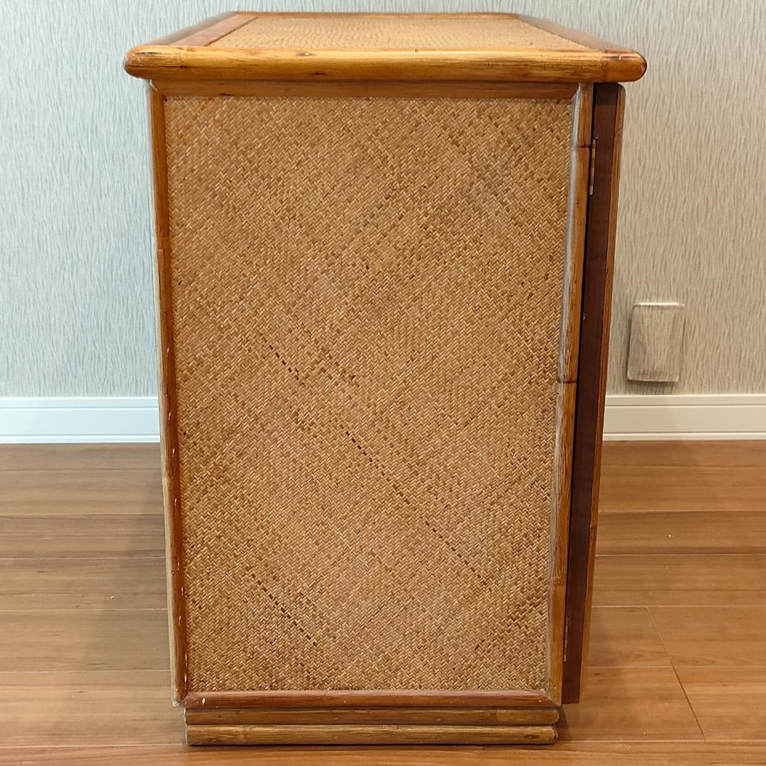 ラタン　机　スツール付き　 引出し７杯　書机