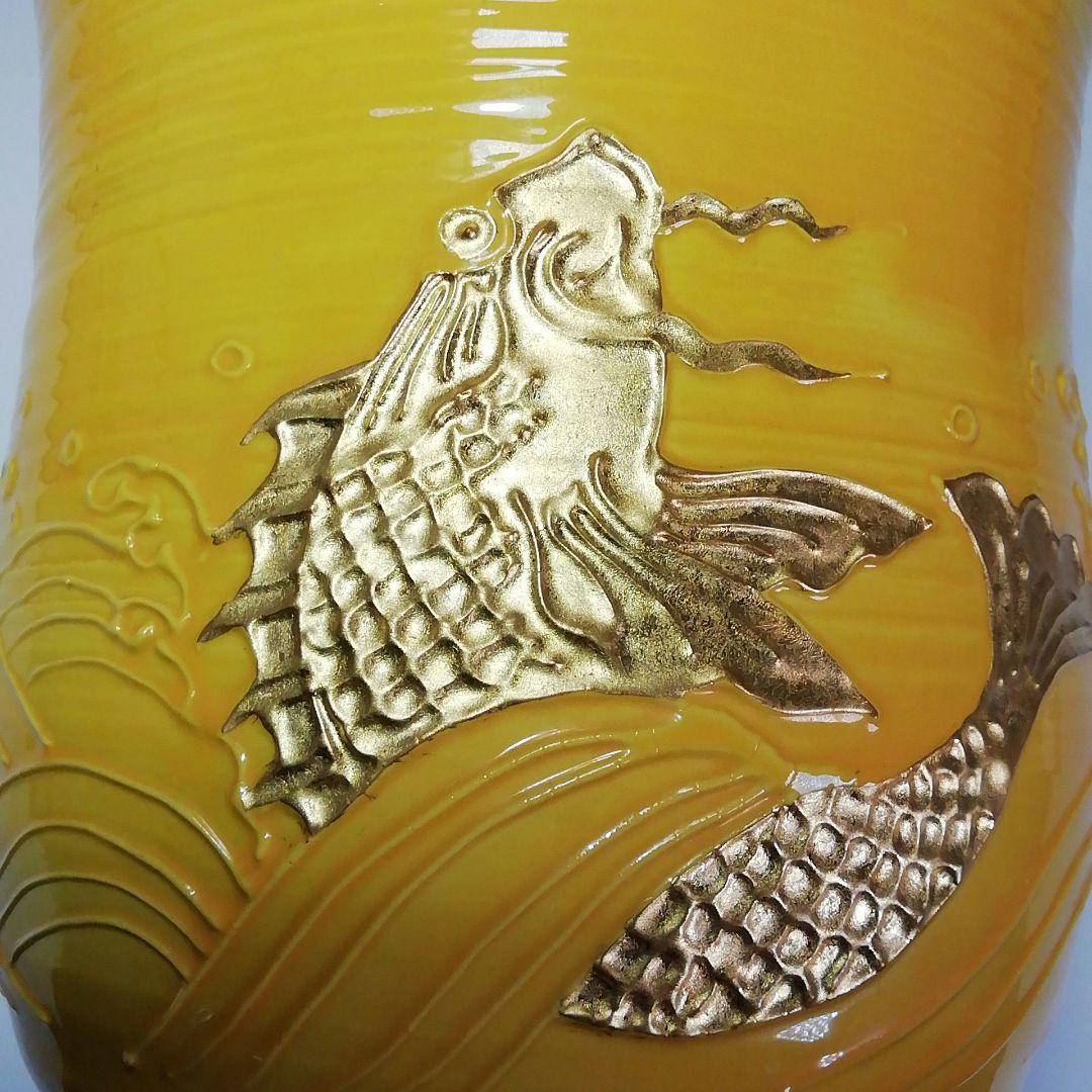 Ｓ５７０　水指　『黄交趾　荒磯』『叶松谷造』　共箱　茶道具