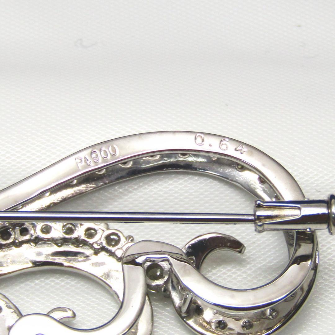 プラチナ ダイヤモンドデザインブローチ