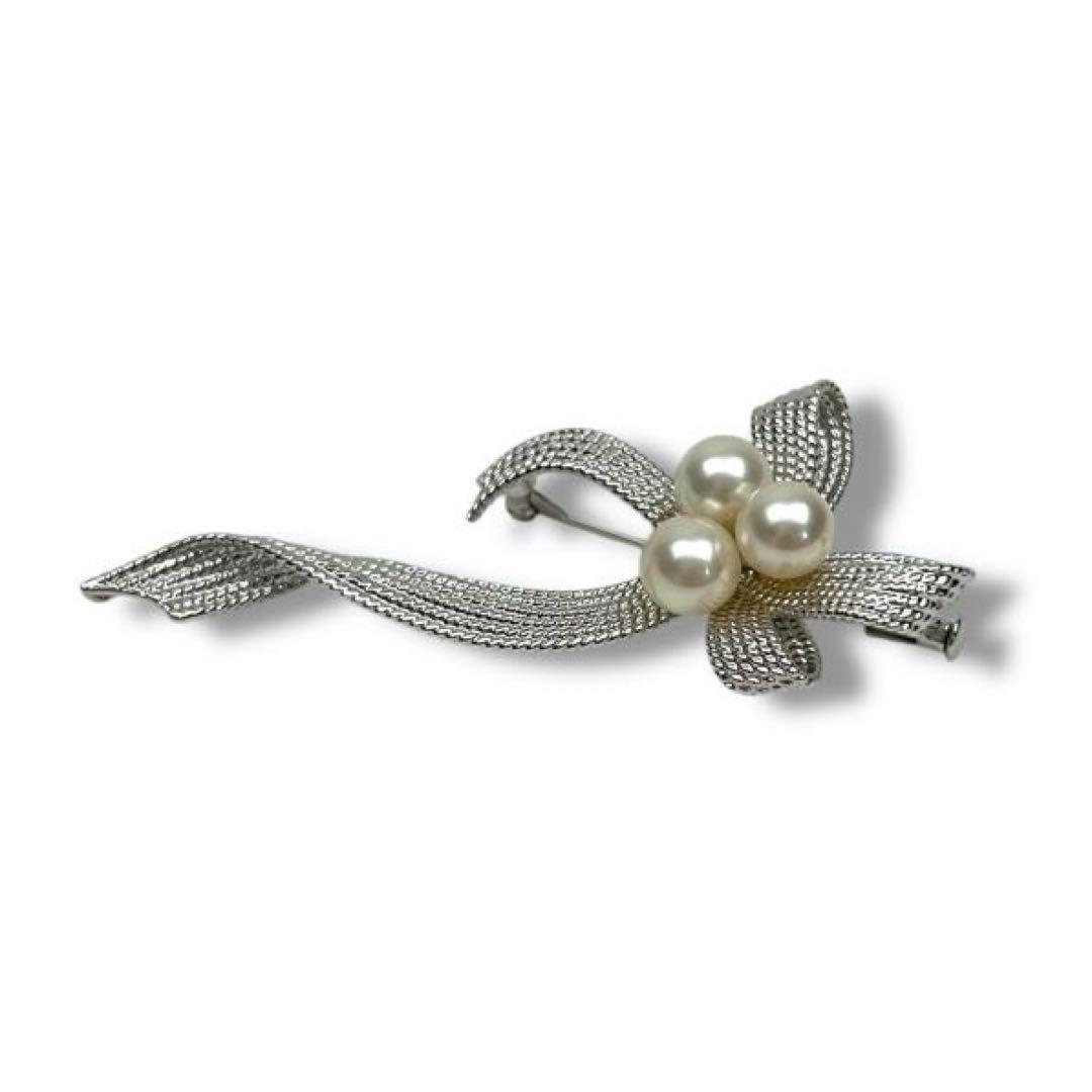 田崎真珠 TASAKI タサキ パール リボン ブローチ