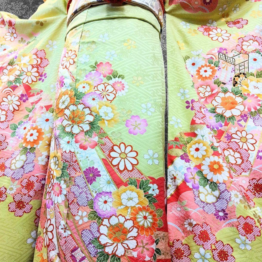 SALE中！振袖フルセット(7点)・成人式・金駒刺繍・金彩加工・鹿の子柄・正絹