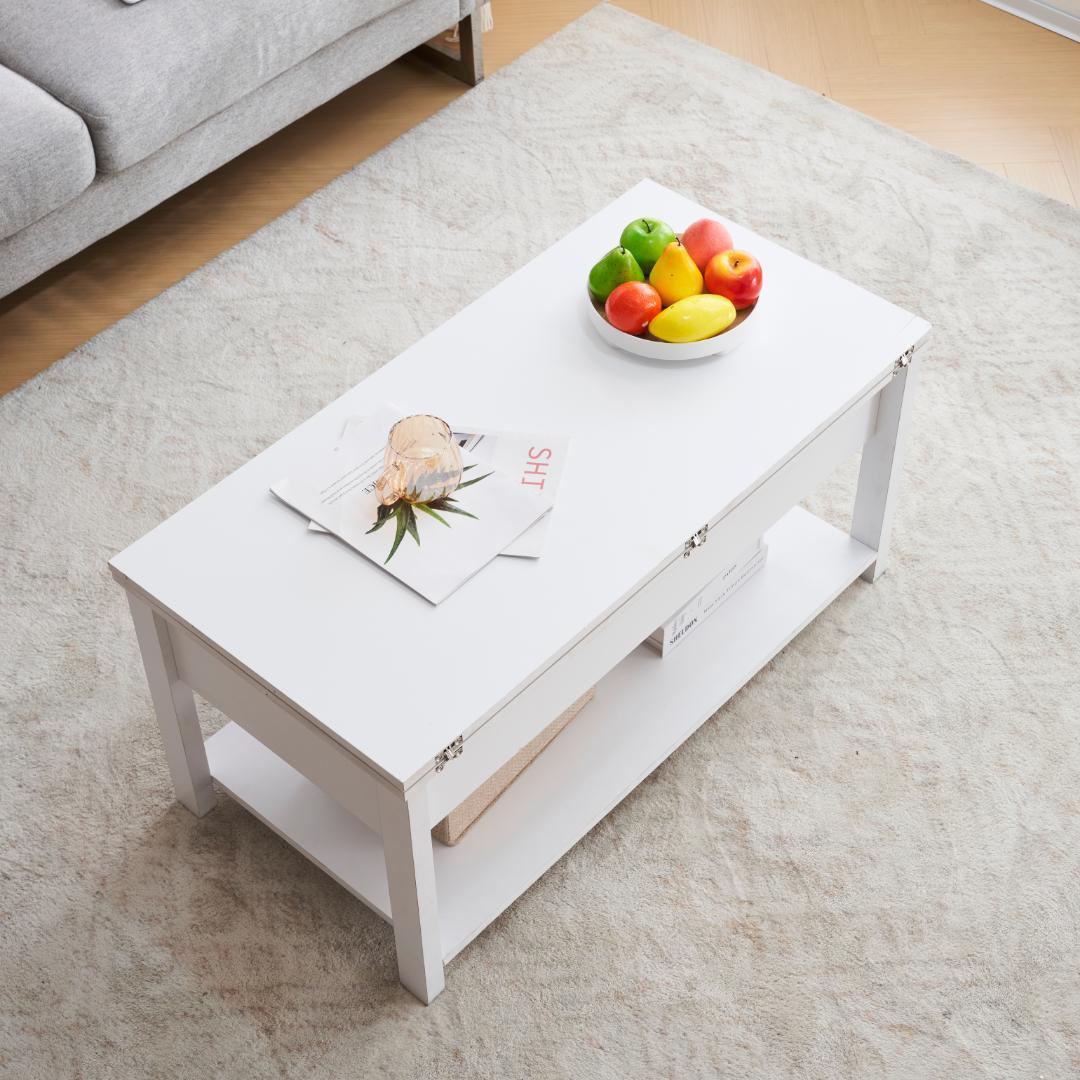 木製昇降テーブルリフティングテーブルおしゃれ収納付きスチールローテーブルシンプル