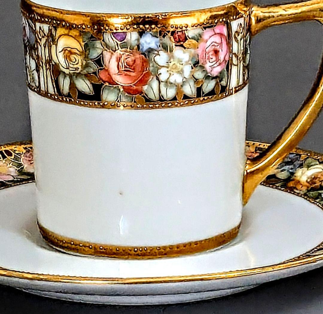 オールドノリタケ 薔薇百花繚乱金盛上陽刻 アンティ―クキャビネット カップ