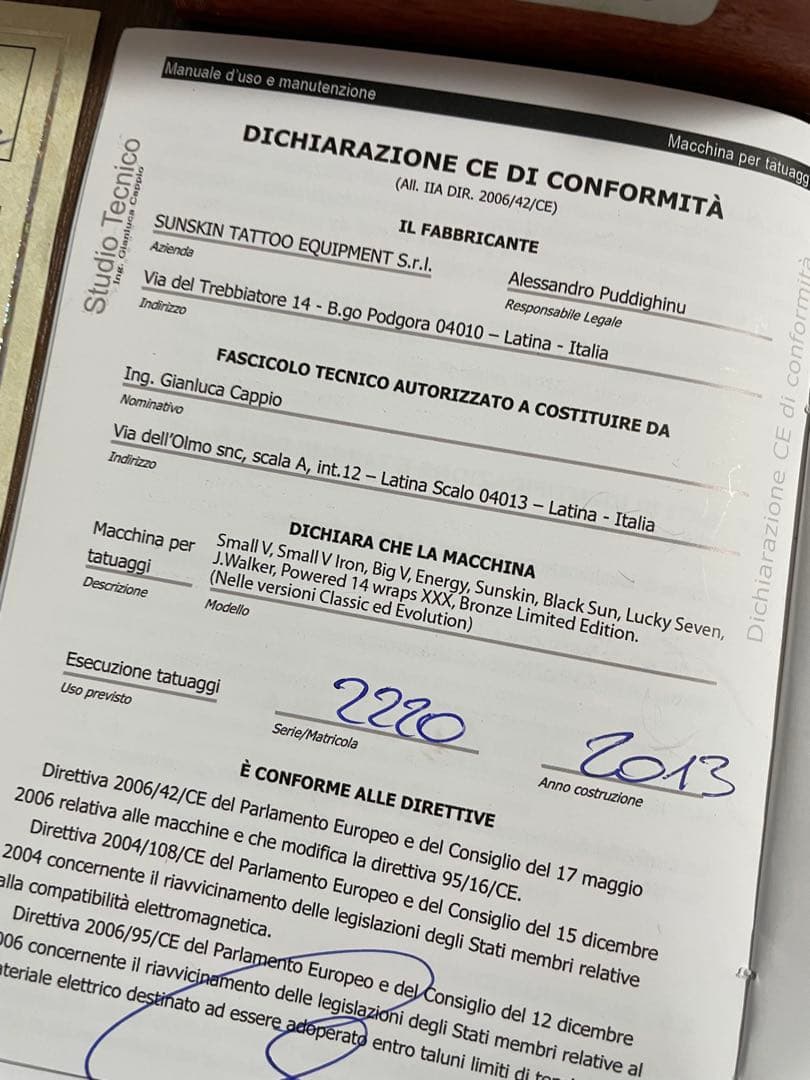 Sunskin tattoomachine LINERタトゥーマシン手製の機械