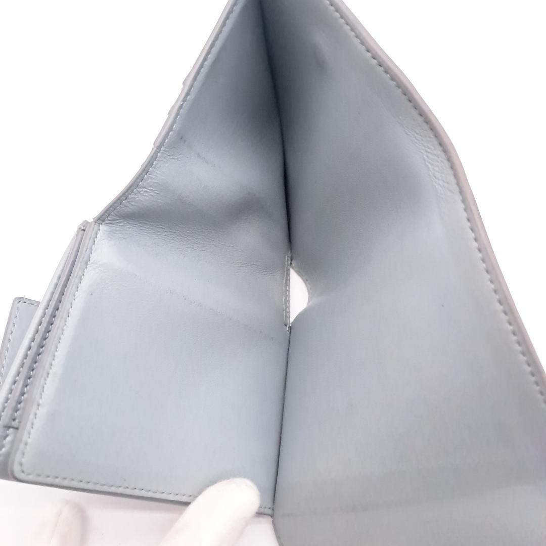 CELINE セリーヌトリオンフ エンボス 三つ折り財布 グレー レザー