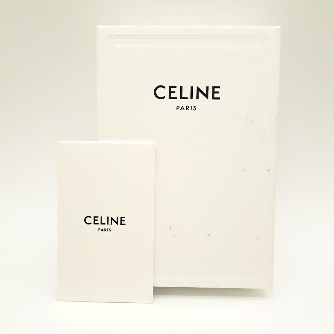 CELINE セリーヌトリオンフ エンボス 三つ折り財布 グレー レザー