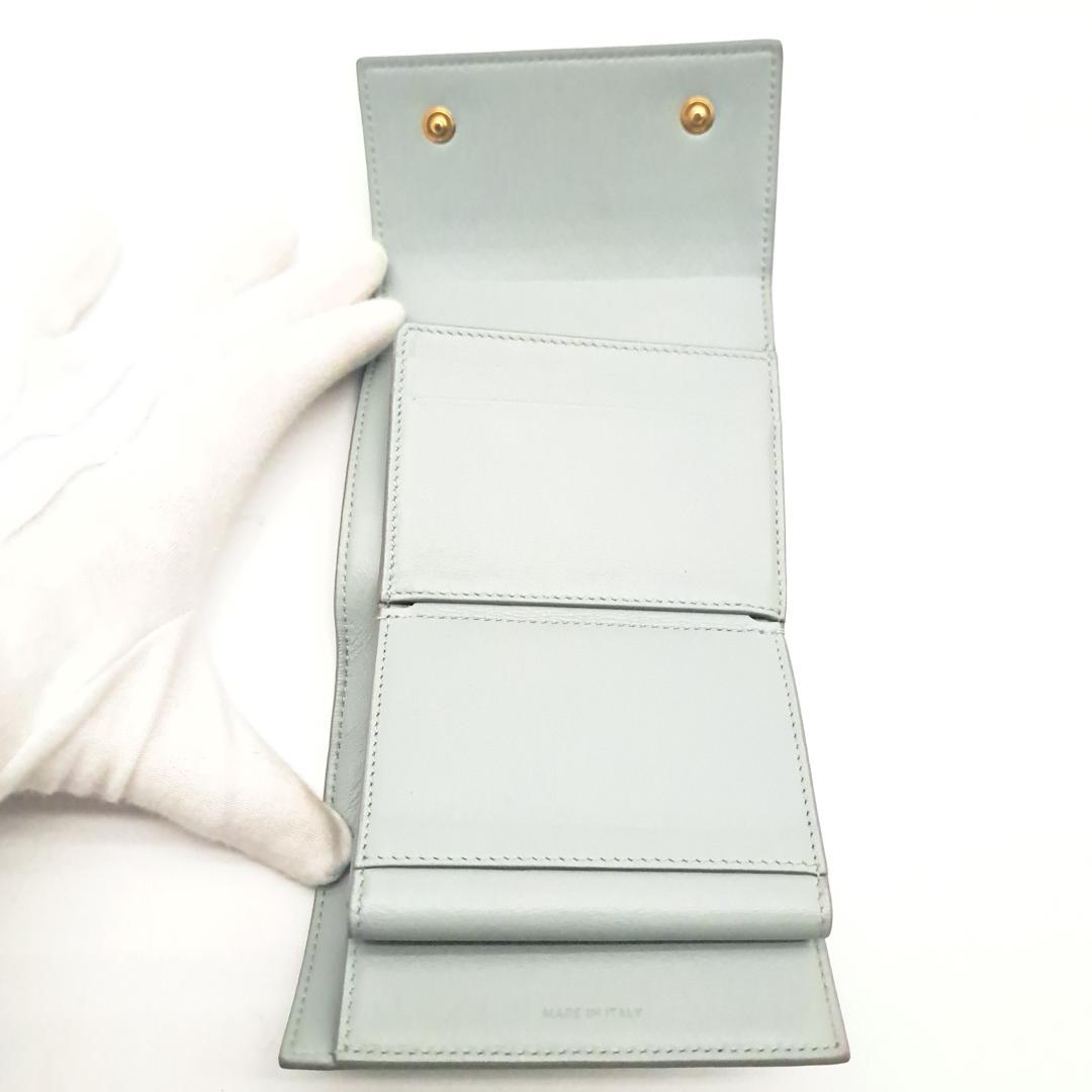 CELINE セリーヌトリオンフ エンボス 三つ折り財布 グレー レザー
