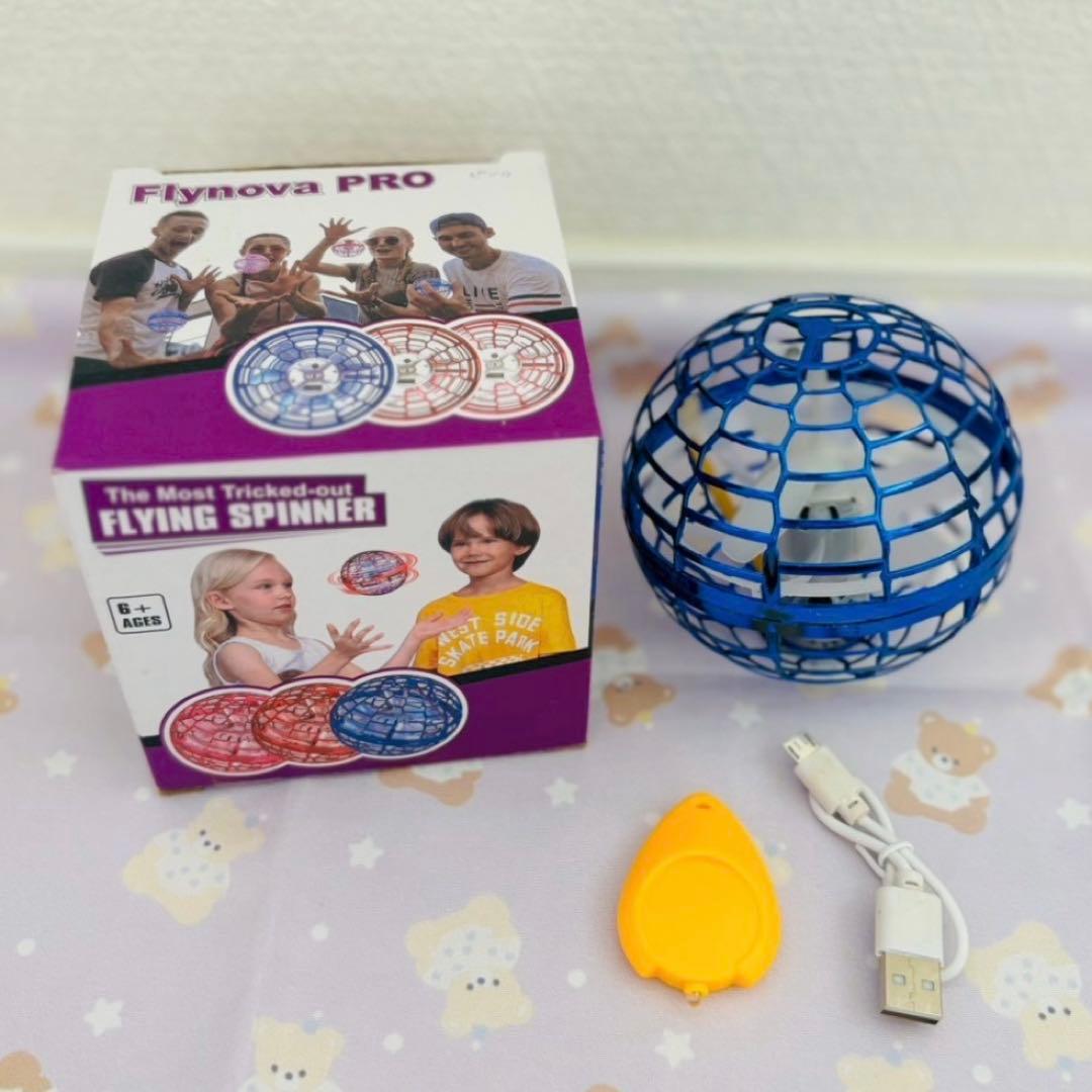フライングボール 飛ぶ スピナー 光る おもちゃ 回転 楽しい ピンク ブルー