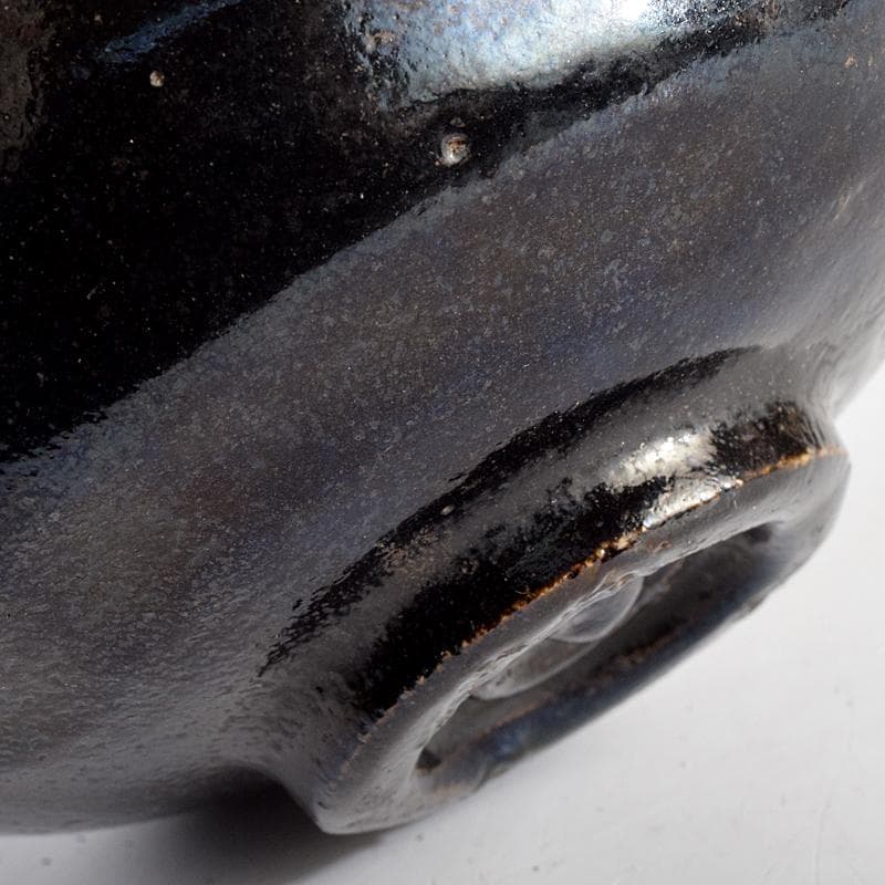 茶道具　楽吉左衛門　九代　了入作　黒楽茶碗　時代箱付　V　R9357