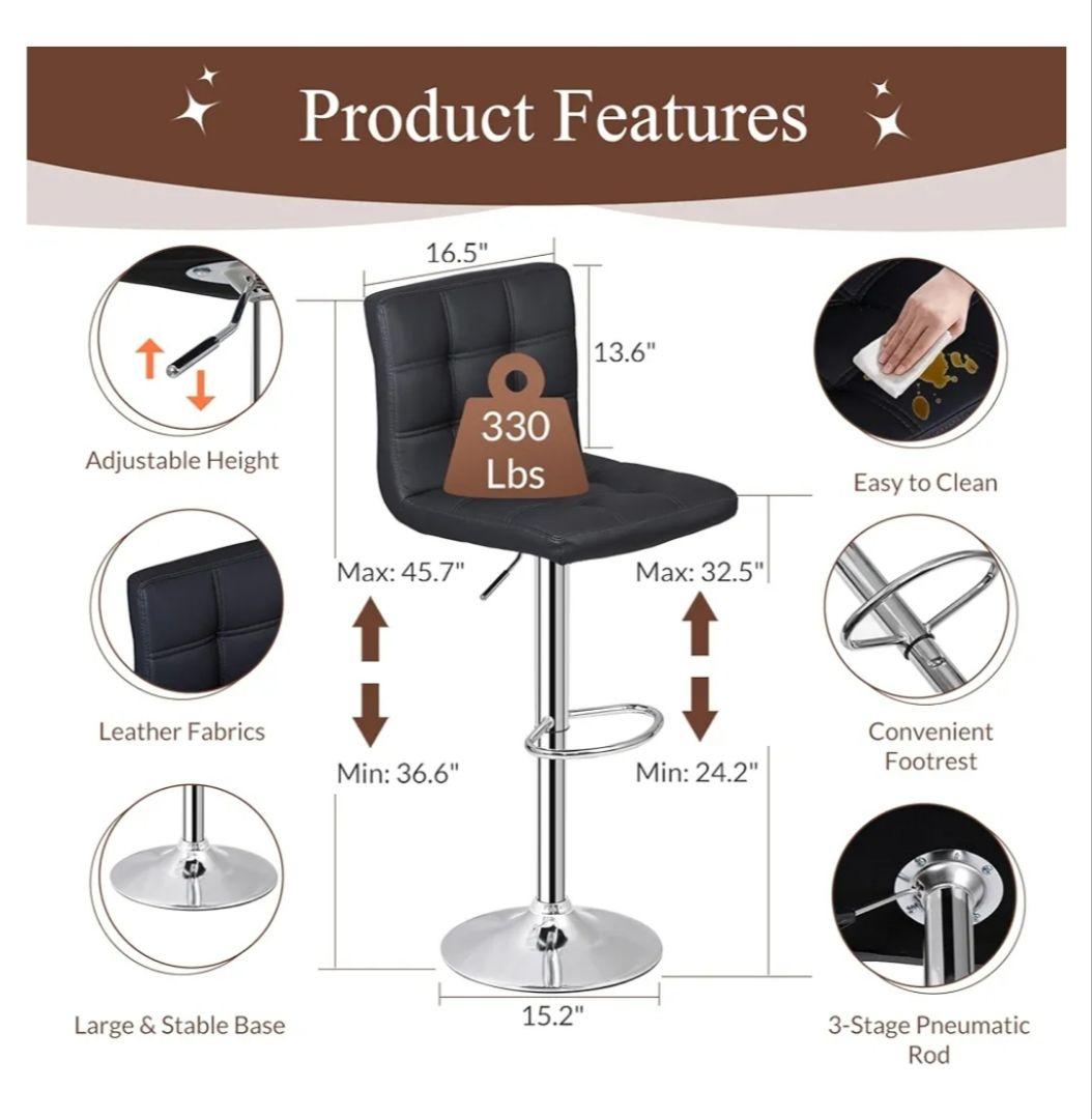 スタイリッシュ バースツール 4脚セット カウンター椅子