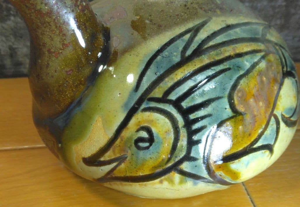 人間国宝 金城次郎 カラカラ(笑魚海老紋カラカラ) 栞 共箱 やちむん 壷屋焼