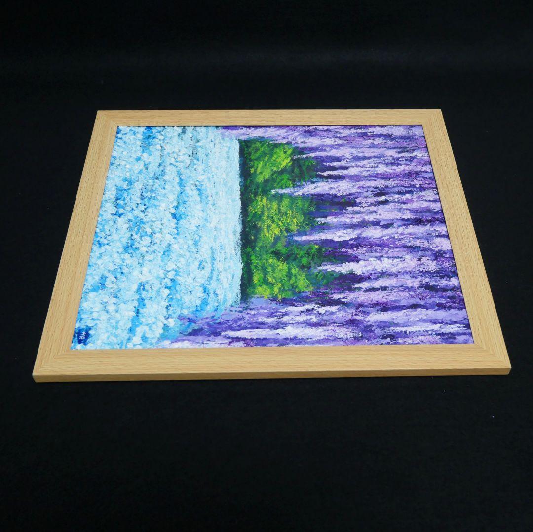 油絵 油彩 油彩画 絵 絵画【ネモフィラと藤の花】