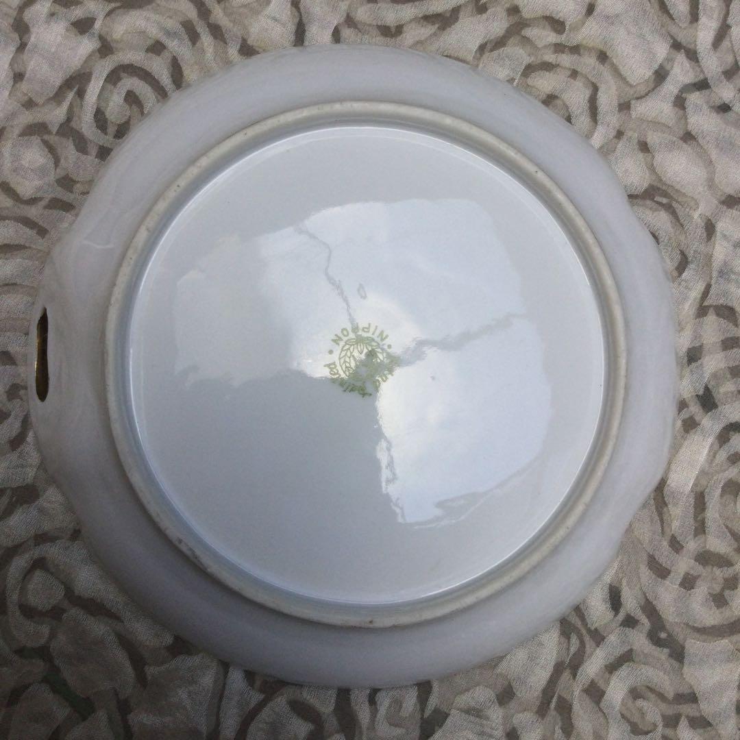 オールドノリタケ　風景画デザインの取手付き陶磁器皿