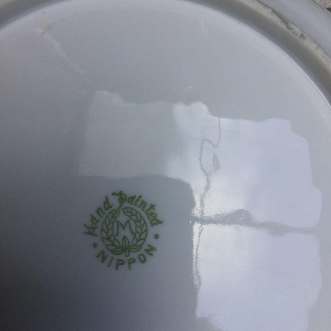 オールドノリタケ　風景画デザインの取手付き陶磁器皿