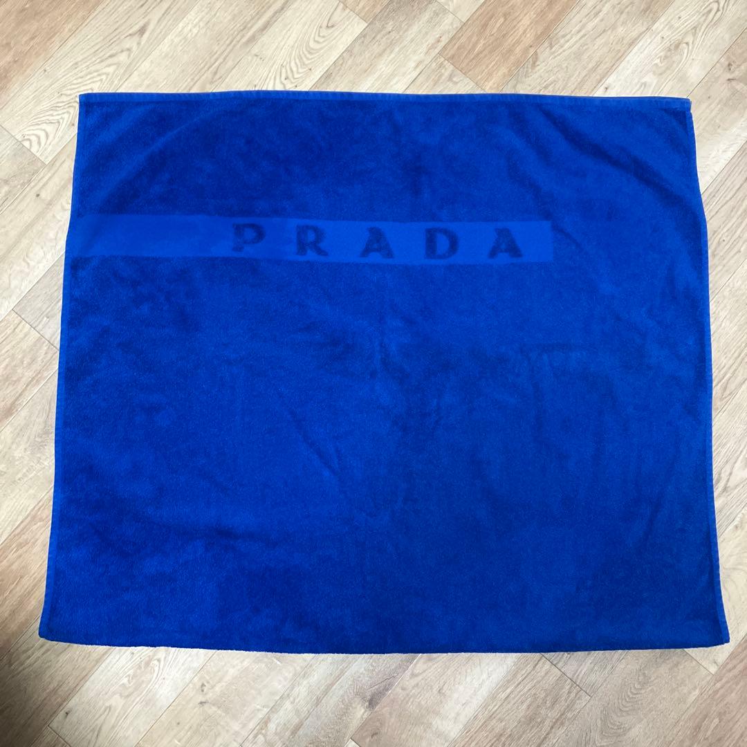 PRADA プラダ ロゴ　ビーチタオル　ブルー　コットン