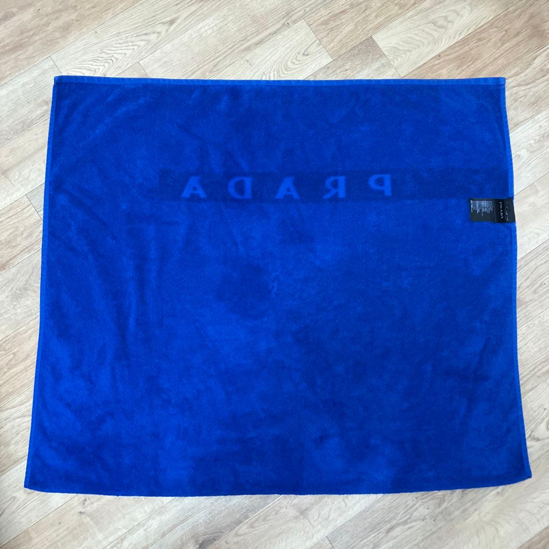 PRADA プラダ ロゴ　ビーチタオル　ブルー　コットン