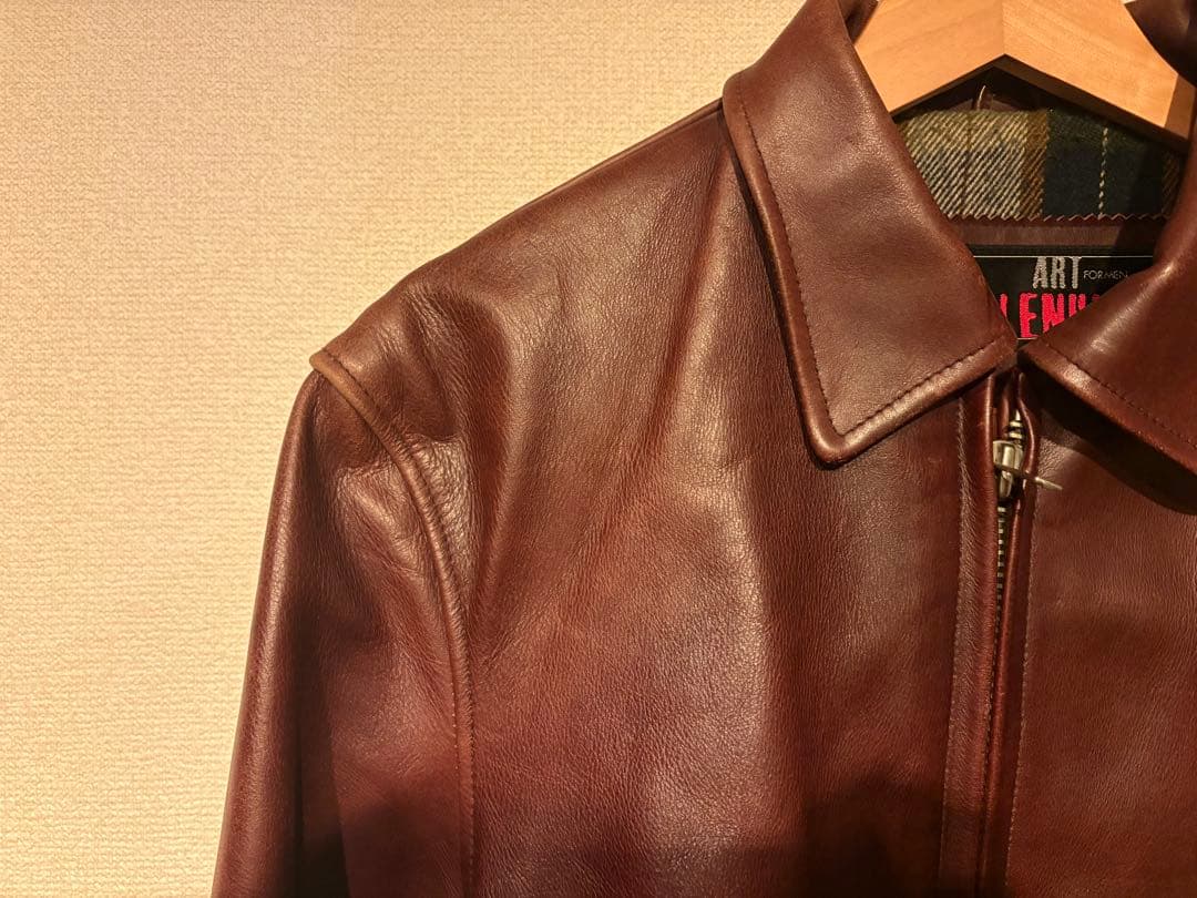 アートグレンヒル ブラウン 肉厚 カウレザー シングルライダース L サイズ