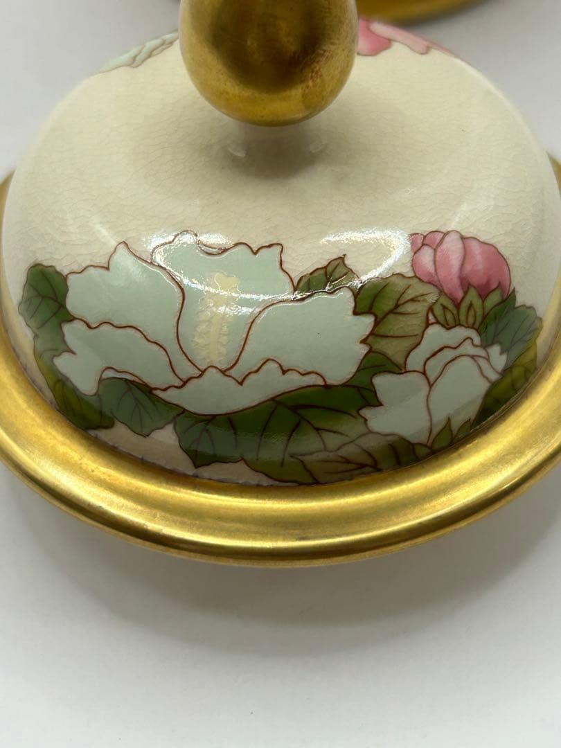 京薩摩　花鳥紋　蓋付壺　茶道具　送料込み0823