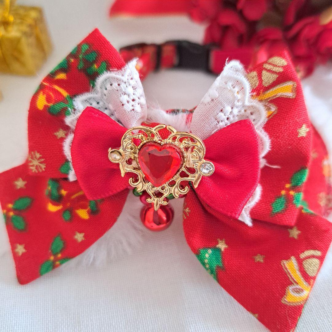 クリスマスシリーズ(ひいらぎ&ベル)わんちゃん猫ちゃん用襟つき首輪