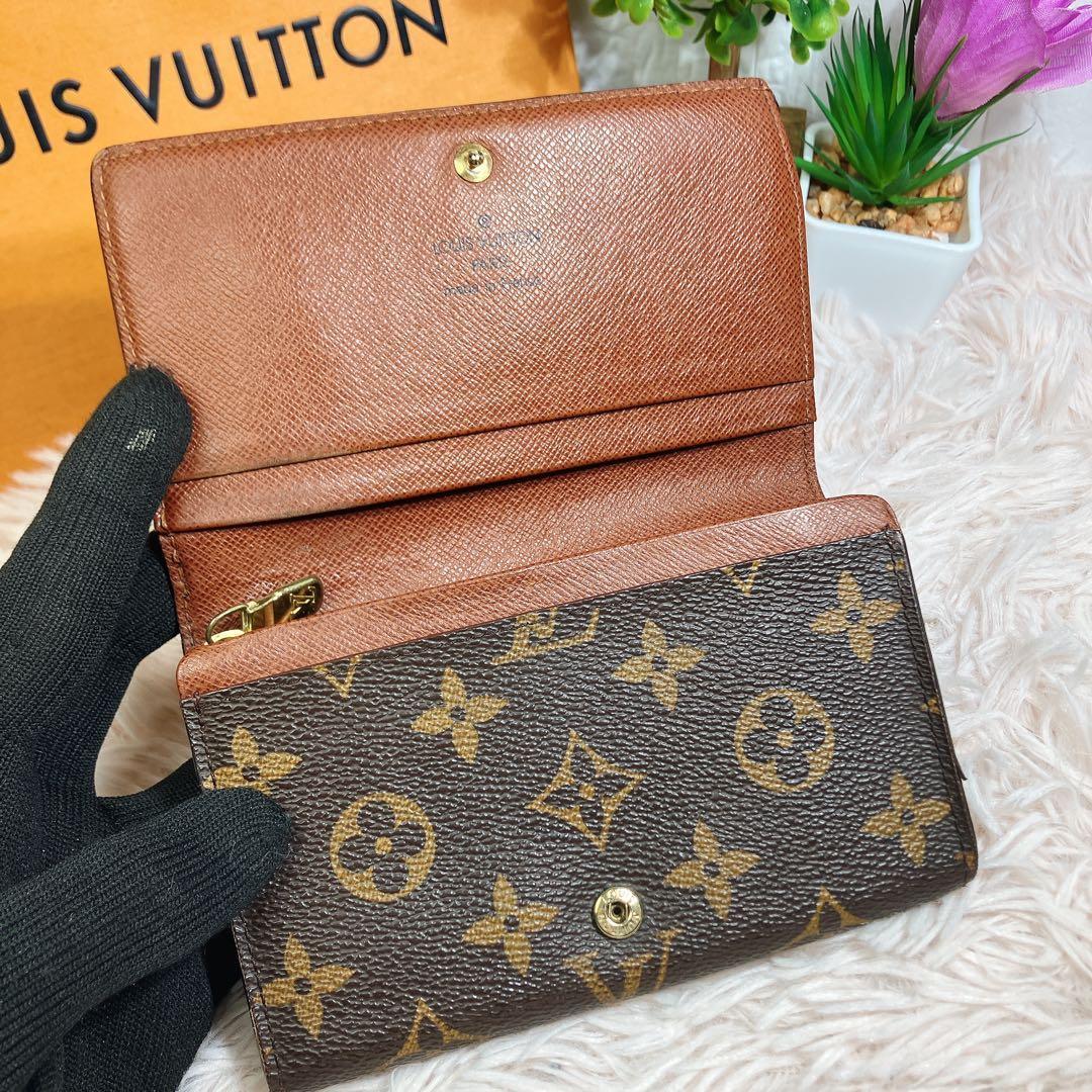 美品 ルイヴィトン モノグラム ポルトフォイ トレゾール 財布 即日発送 L字