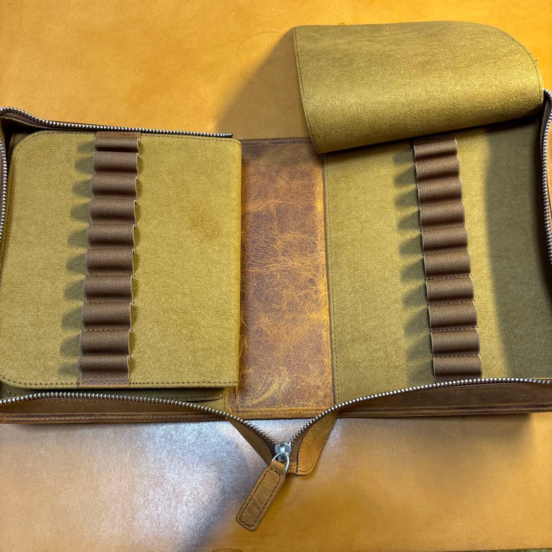 筆記具 Galen Leather Zippered 40 Slots Pen Case