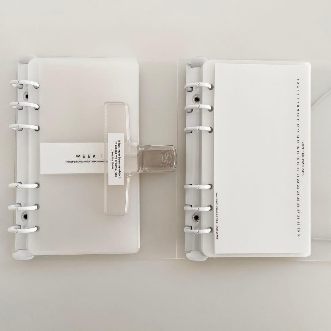 ラスト1点　韓国　貯金　バインダー　リフィル　ダブルリングバインダー　白　5