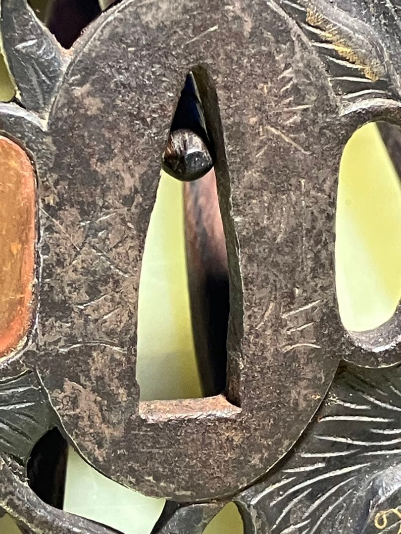 鍔　日本刀鍔　透かし　金象嵌　長州住友正