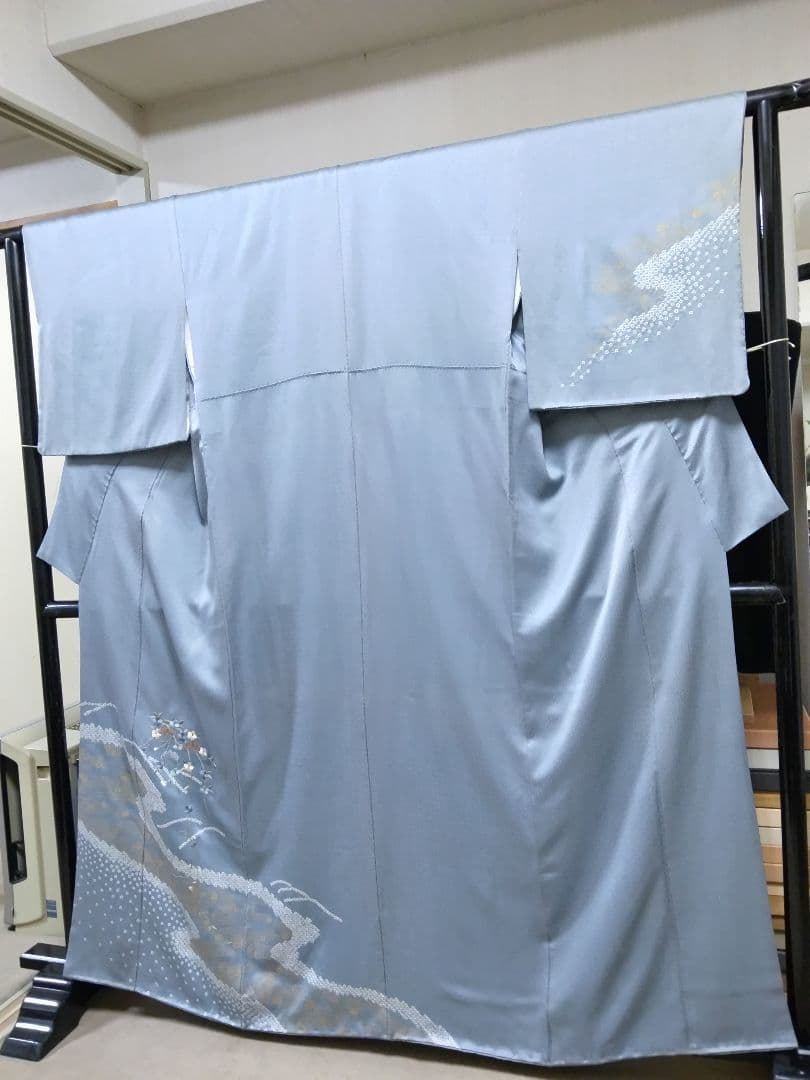 最終値下げ F-295 付け下げ 松 桜 袷 金彩 手刺繍 絞り 正絹 美品