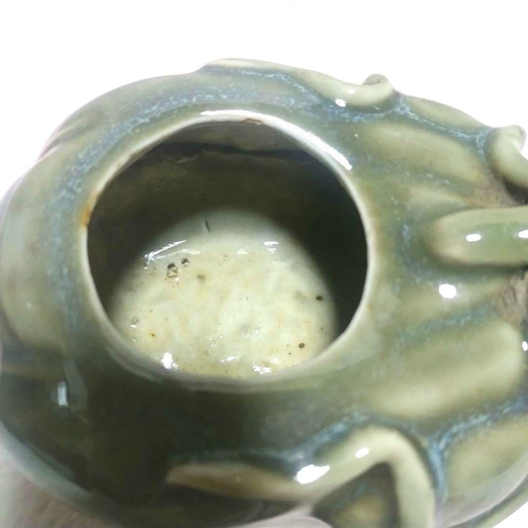 青磁獅子香炉　獅子型　香炉　獅子置物　茶道具　香道具　骨董品　美術品　時代物