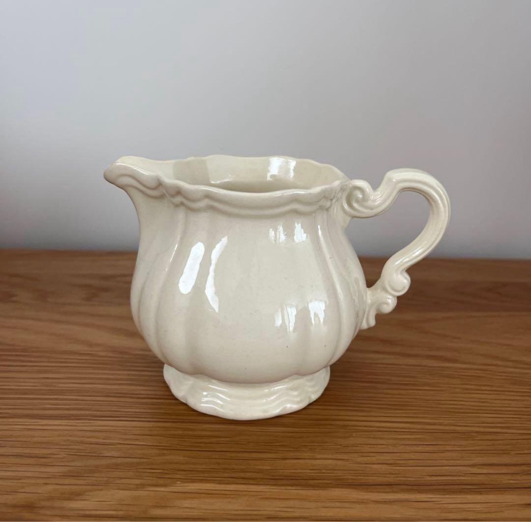 フランスアンティーク サルグミンヌ 花リムのクリーマー ピッチャー ミルクポット