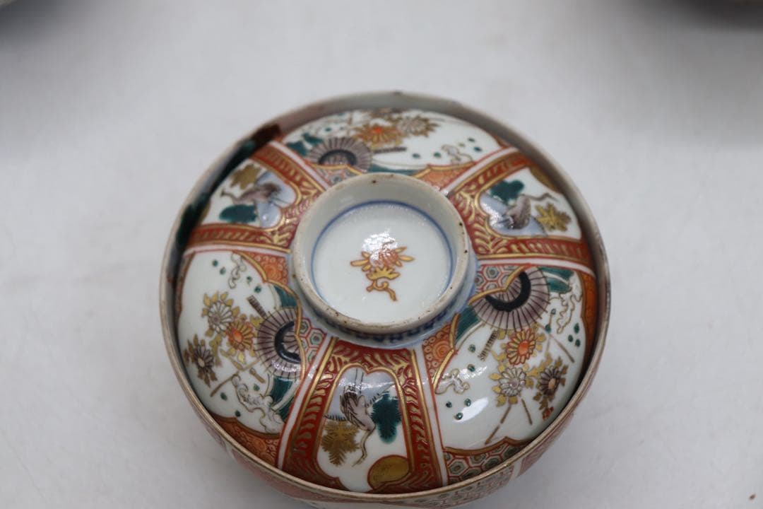 江戸　伊万里錦絵　蓋茶碗5点① アンティーク　送料込み251112