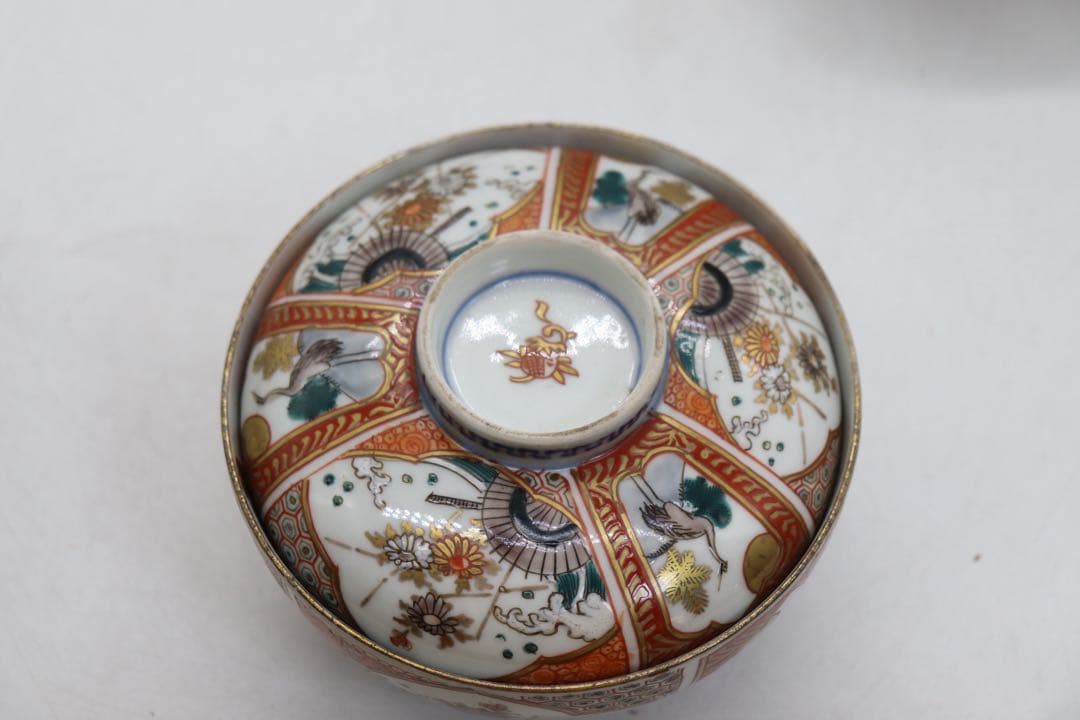 江戸　伊万里錦絵　蓋茶碗5点① アンティーク　送料込み251112