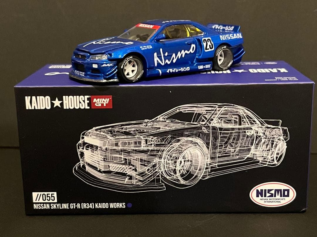 MINIGT街道ハウス　R34 スカイラインGT-R ブルーメタリック