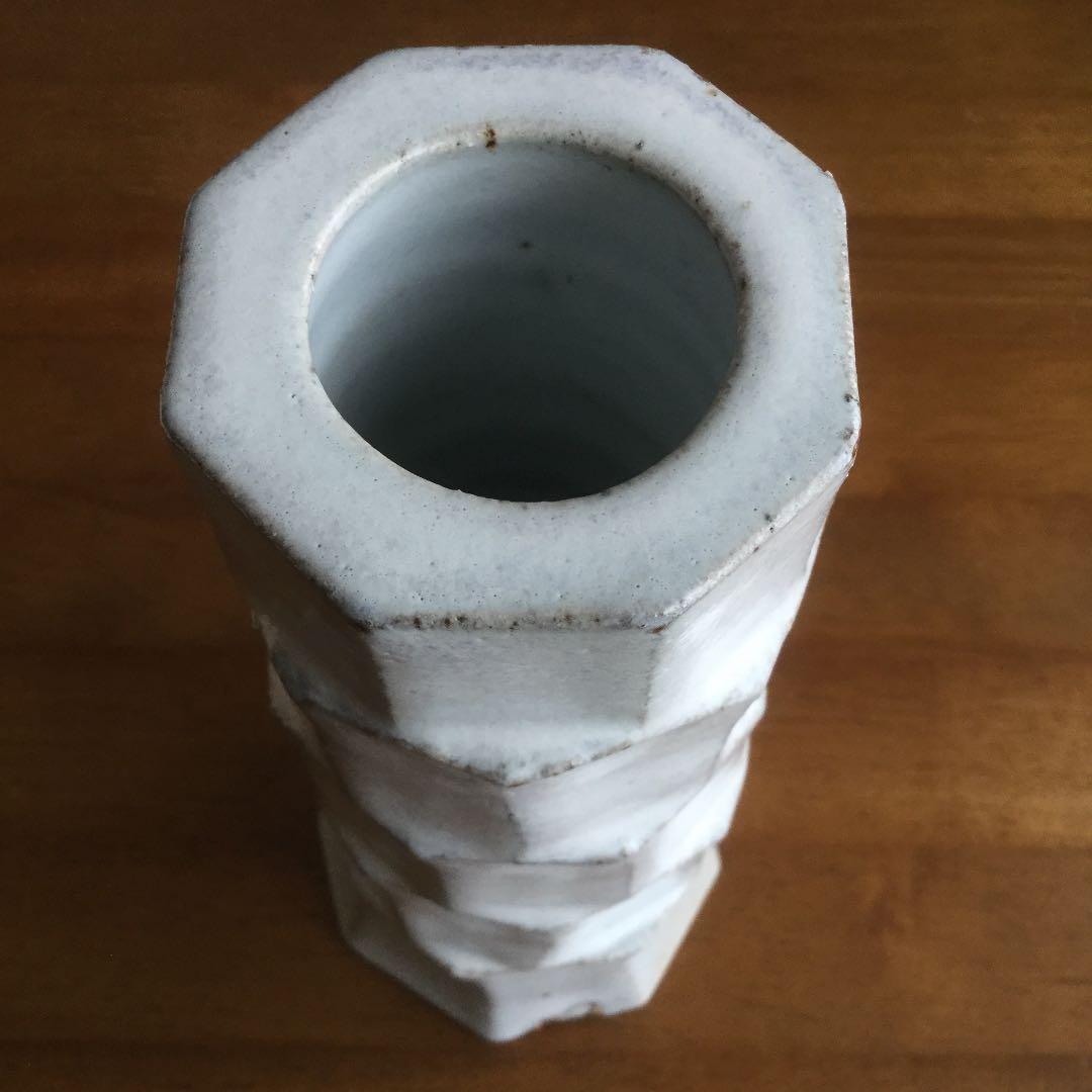 陶芸家 中野純（なかのじゅん） 櫟（クヌギ）灰釉面取花入・五段