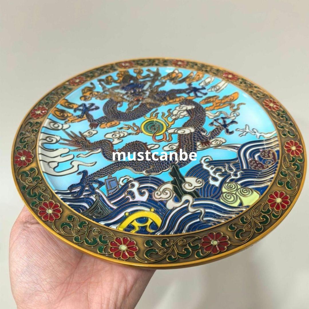 銅制 飛竜天琅彩竜盤 客間 玄関 開運 風水 工芸品 置物