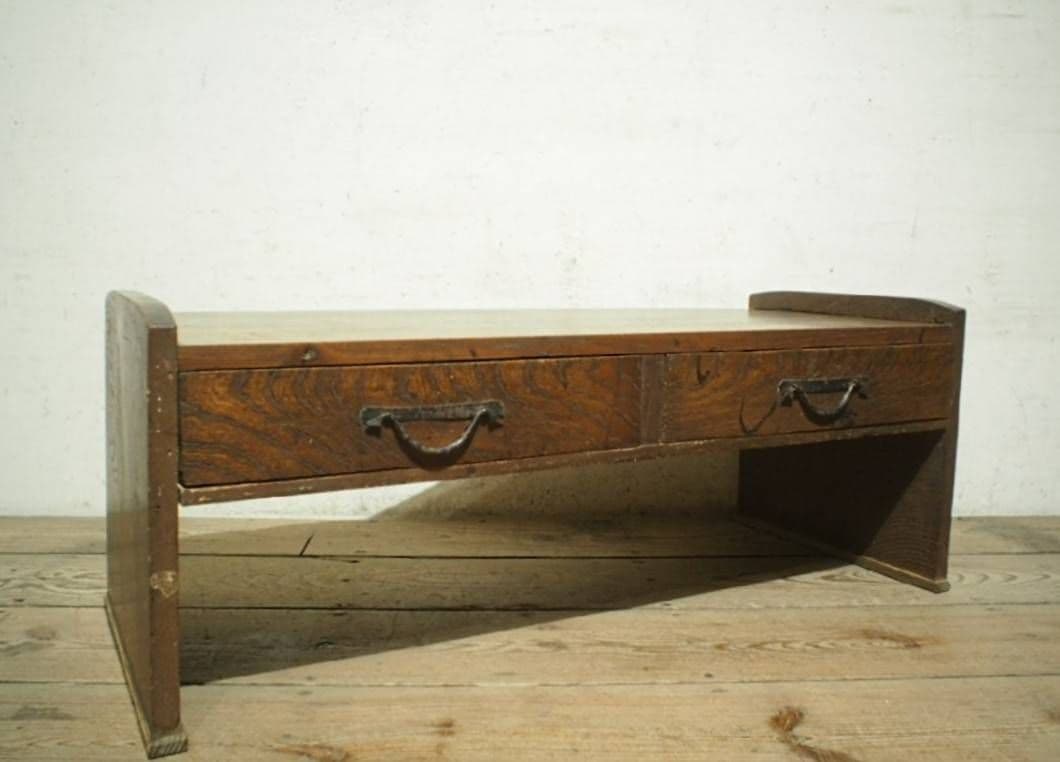 1068 アンティーク　栗の文机　ローテーブル　座卓　帳場机　陳列台　レトロ