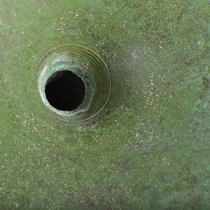 風炉師　藤井宗喜作　唐銅　桔梗口　花入　共箱　V　R7191B