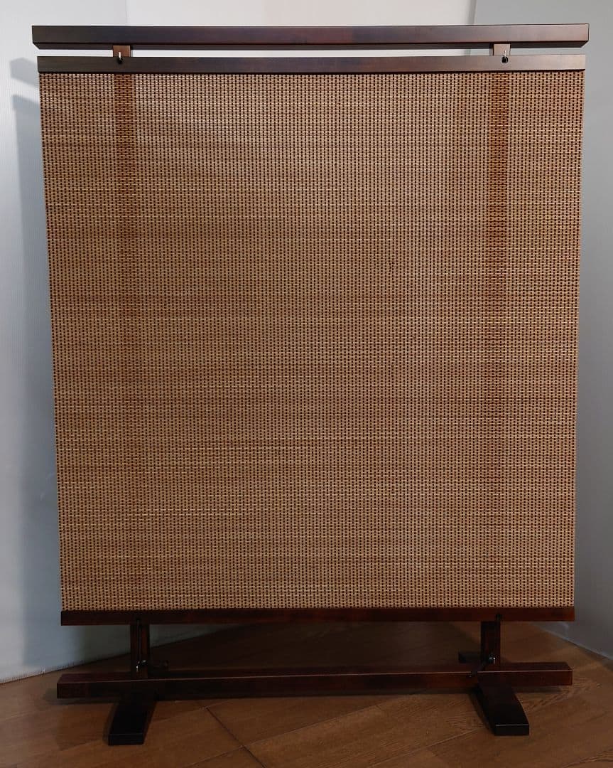 衝立　天然竹タペストリー調間仕切り衝立　パーテーション　変わり織り竹簾使用