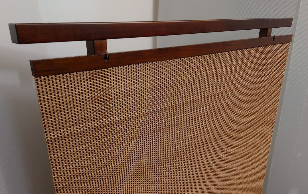 衝立　天然竹タペストリー調間仕切り衝立　パーテーション　変わり織り竹簾使用