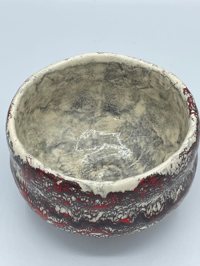 箕面焼 二代 松田箕山 赤心焼 茶碗 共箱 茶道具 抹茶碗