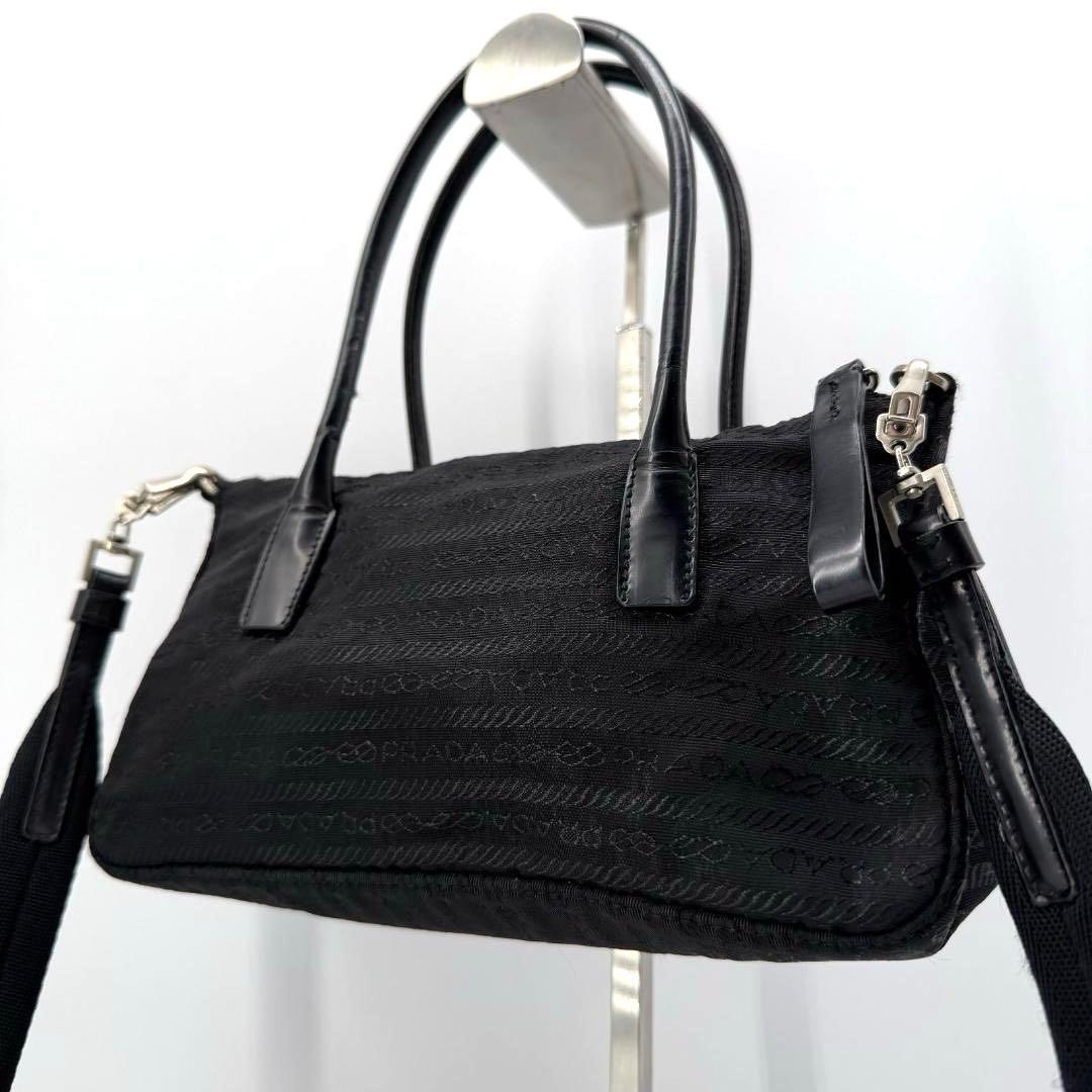 15821✨良品✨プラダ 2way ミニ ショルダーバッグ ロゴ総柄 ブラック