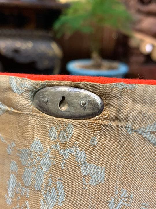 開運　赤財布　銀細工　ビンテージ　江戸時代の財布？　たばこ入れ？　布製