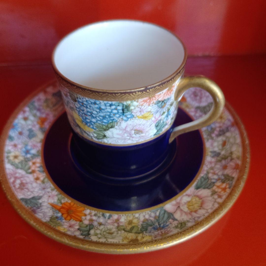 明治時代　京薩摩　錦光山　デミタスカップ　ソーサー　1客　里帰り