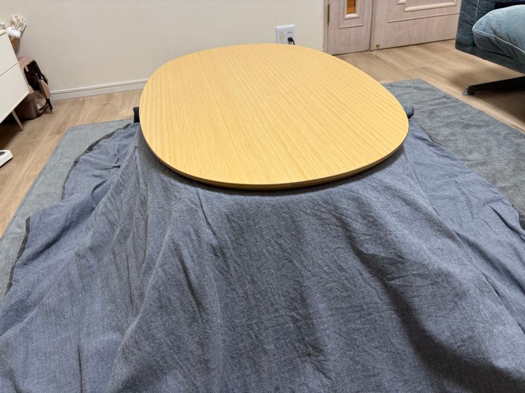 美品！無印のこたつ布団&MUJI 楕円こたつ（小） 敷き布団　３点セット