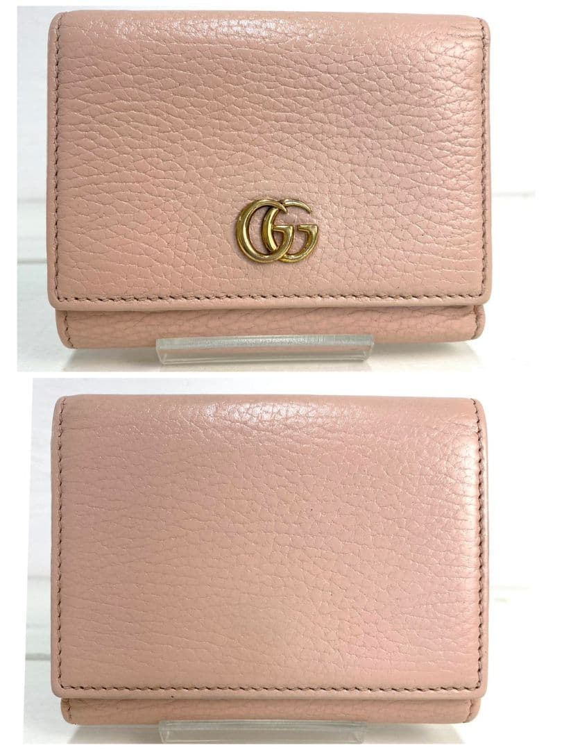 【極美品✨️】GUCCI マーモントシボ革 三つ折財布 ダブルホック