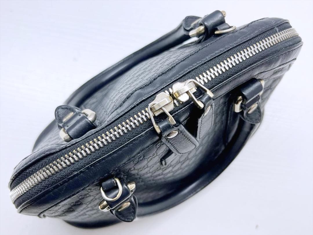 GUCCI　グッチ　マクロシマ　エンボス　ハンドバッグ　黒　449663