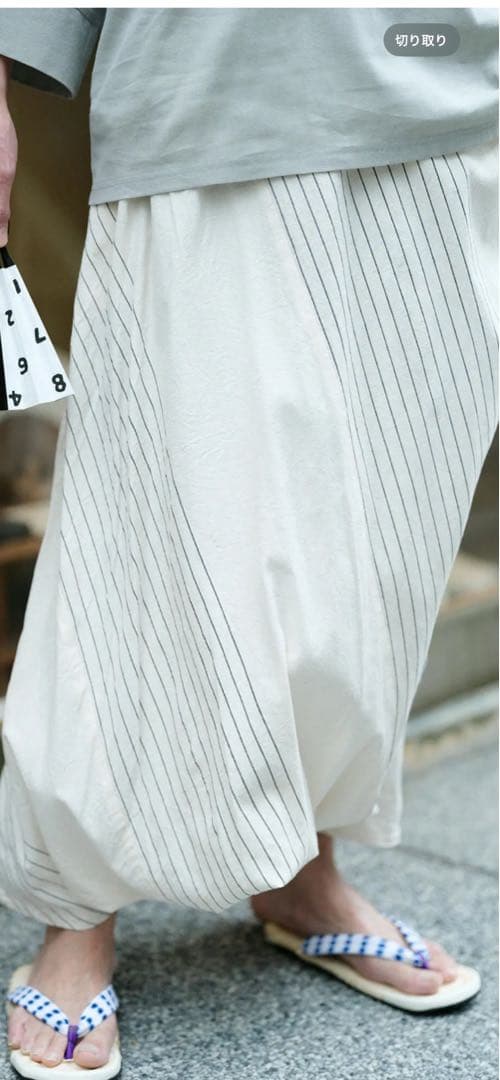 ソウソウ　sou•sou オフホワイト　伊勢木綿　富士　2.0 半分縞　XS